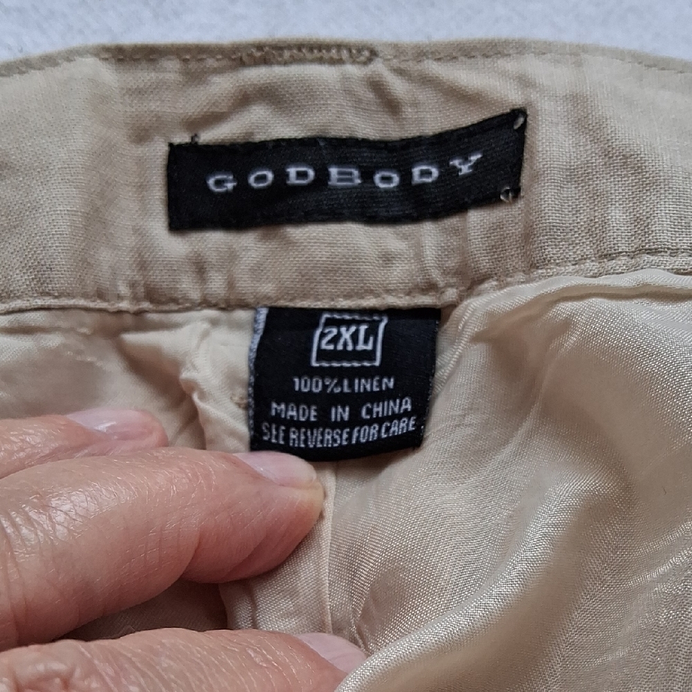 GodBody Men's Linen Dress Pants - Tan Size XXL